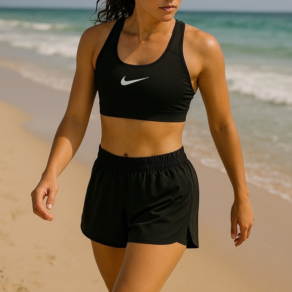 Nike Swim Shorts Size 10 Versatile Black Shorts with Adjustable Waist - Picture 1 of 6